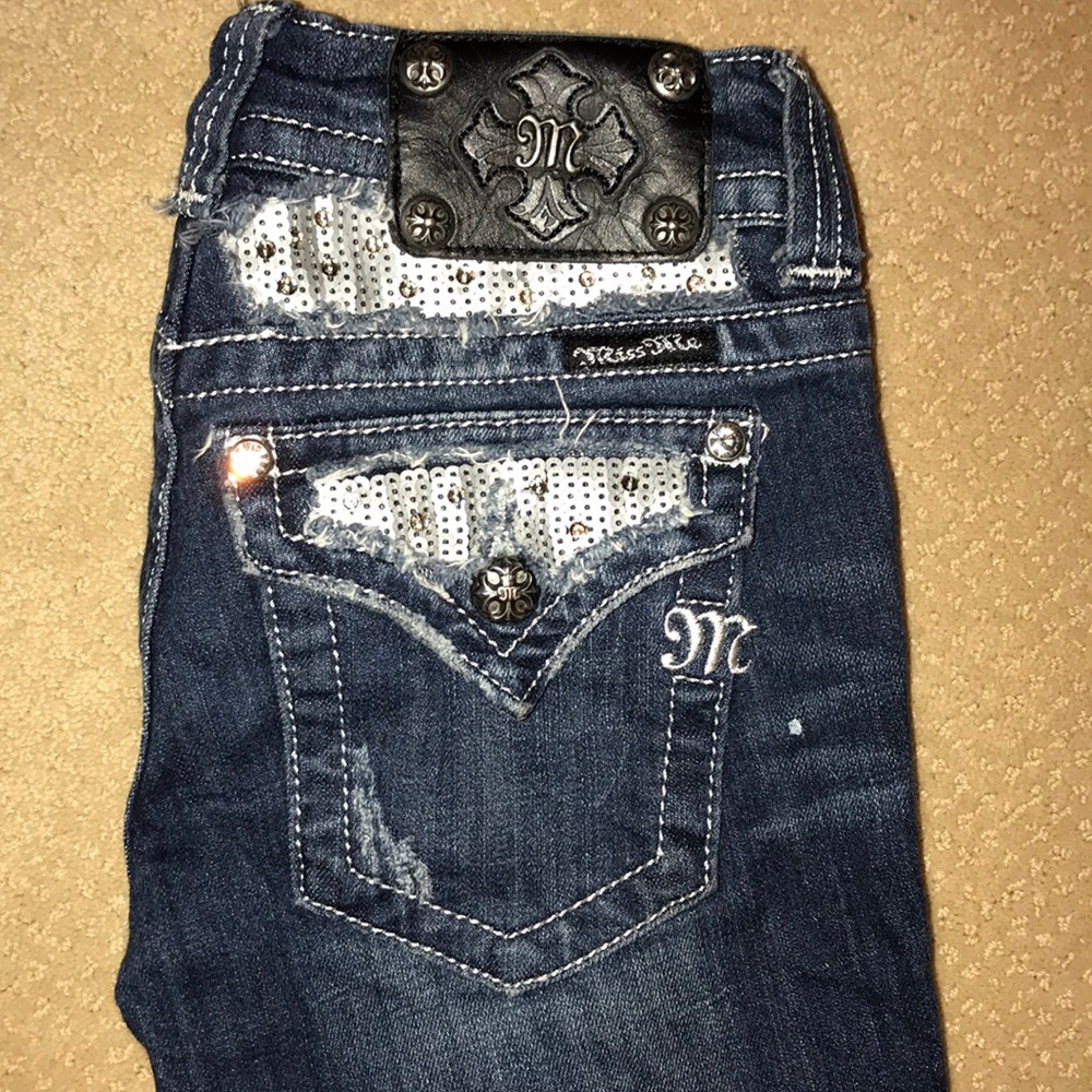 Miss Me skinny dark wash slightly distressed jeans